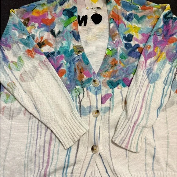 KERRI ROSENTHAL SLOUCHY LOVE ADORNED CARDIGAN - Picture 3 of 4